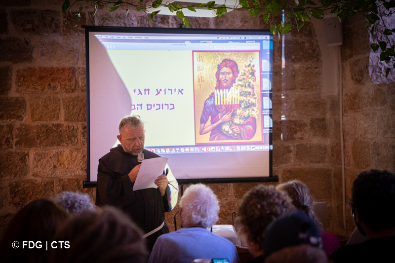 Fr. Severino introduces the meeting in Ain Karem