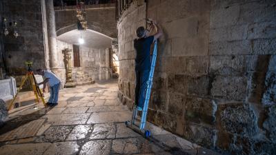 Collecting data in the Basilica of the Holy Sepulchre,  September 2021