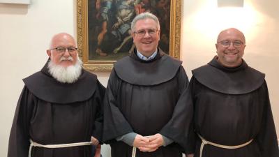 From the left: fr. Bischof, the Custos fr. Francesco Patton and fr. Zahler, the new Commissar for the Holy Land in Switzerland