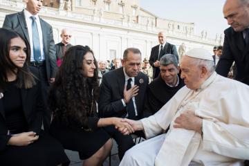 Pope Francis with fr Faltas (Shireen)